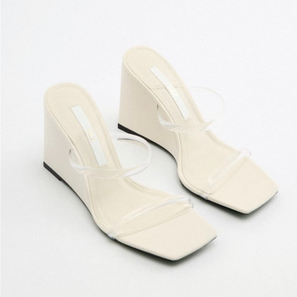 Zara Vinyl Wedge Sandals Size 6.5